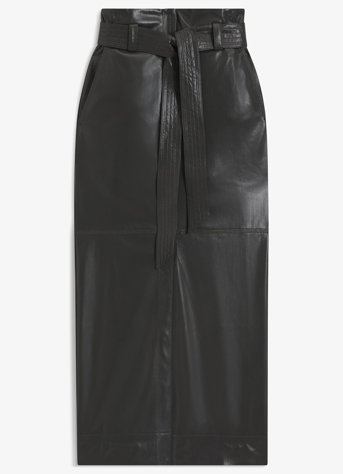 BOSS Midi rok van imitatieleer met strikceintuur - voorkant 4 donkergrijs