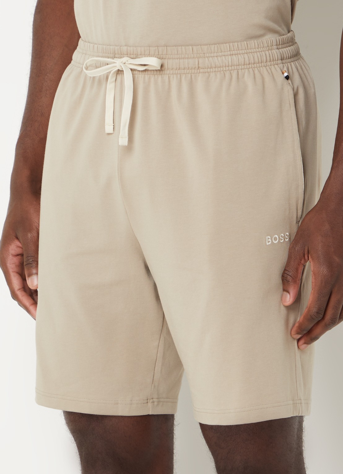 BOSS Mix&Match loose fit korte broek van sweatstof met steekzakken - detail 4 dark beige-255 / beige