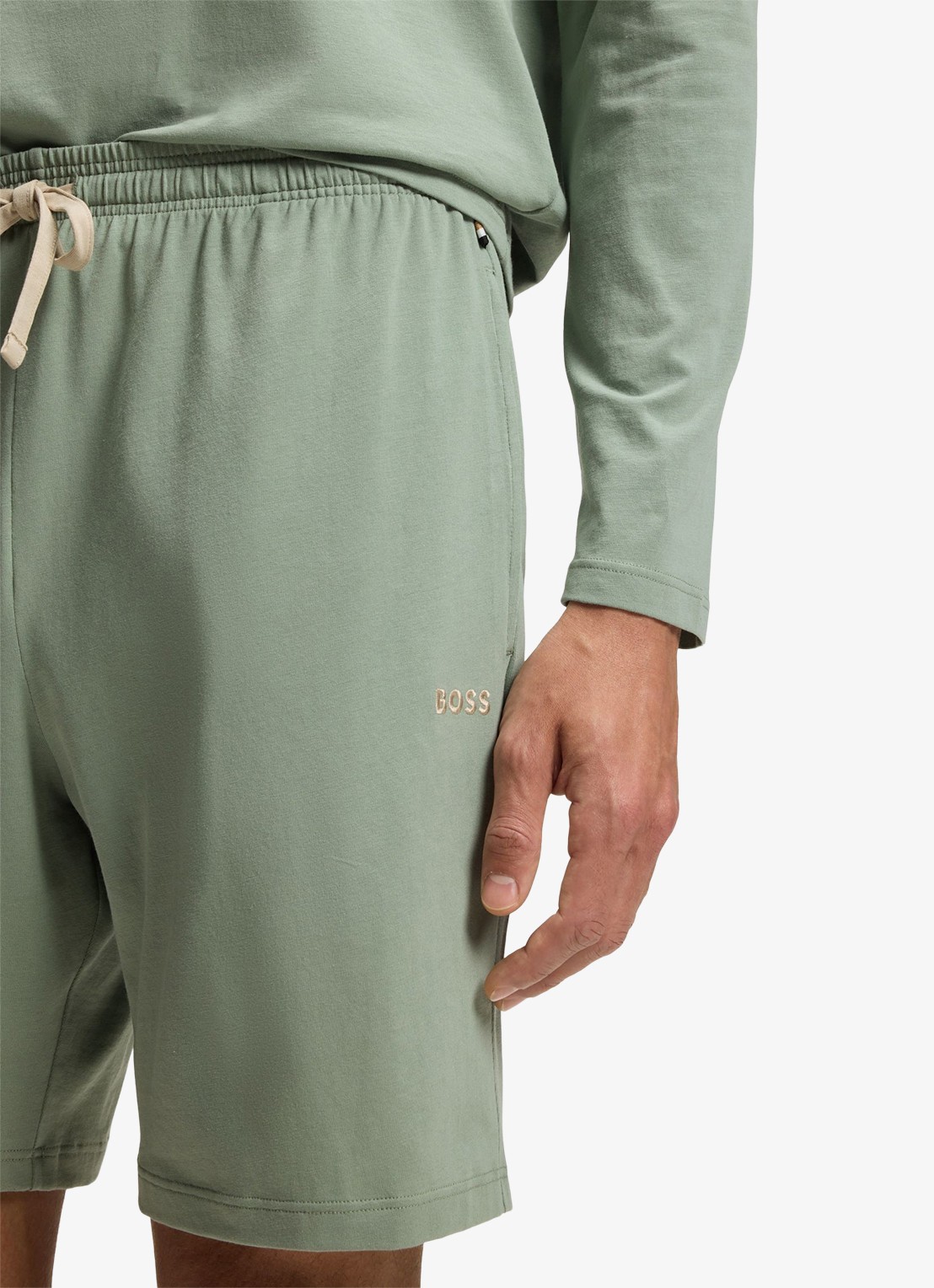 BOSS Mix&Match loose fit korte broek van sweatstof met steekzakken - detail 3 light/pastel green-330 / groen