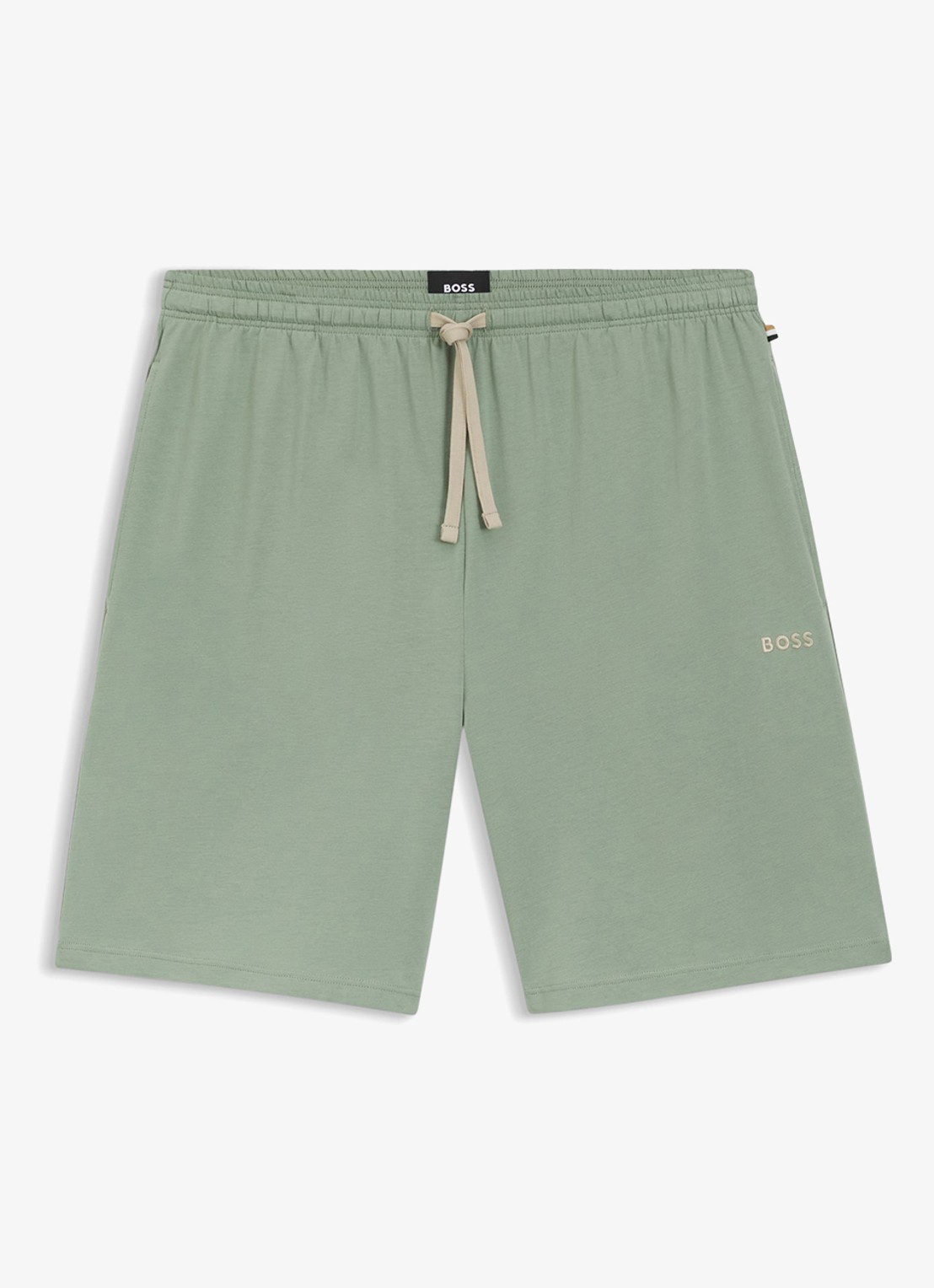 BOSS Mix&Match loose fit korte broek van sweatstof met steekzakken - voorkant 4 light/pastel green-330 / groen