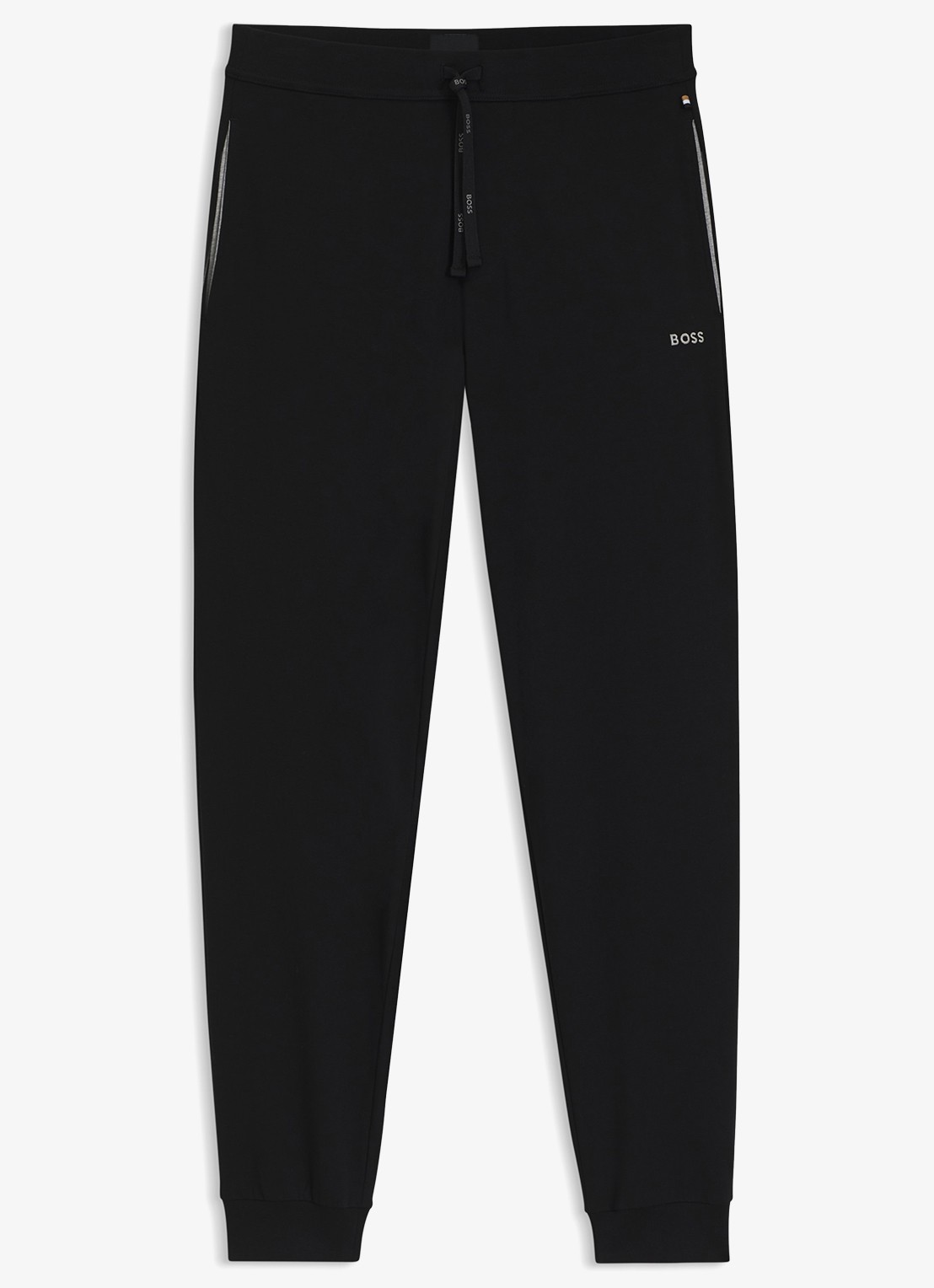 BOSS Mix&Match loungebroek met logoborduring - voorkant zwart