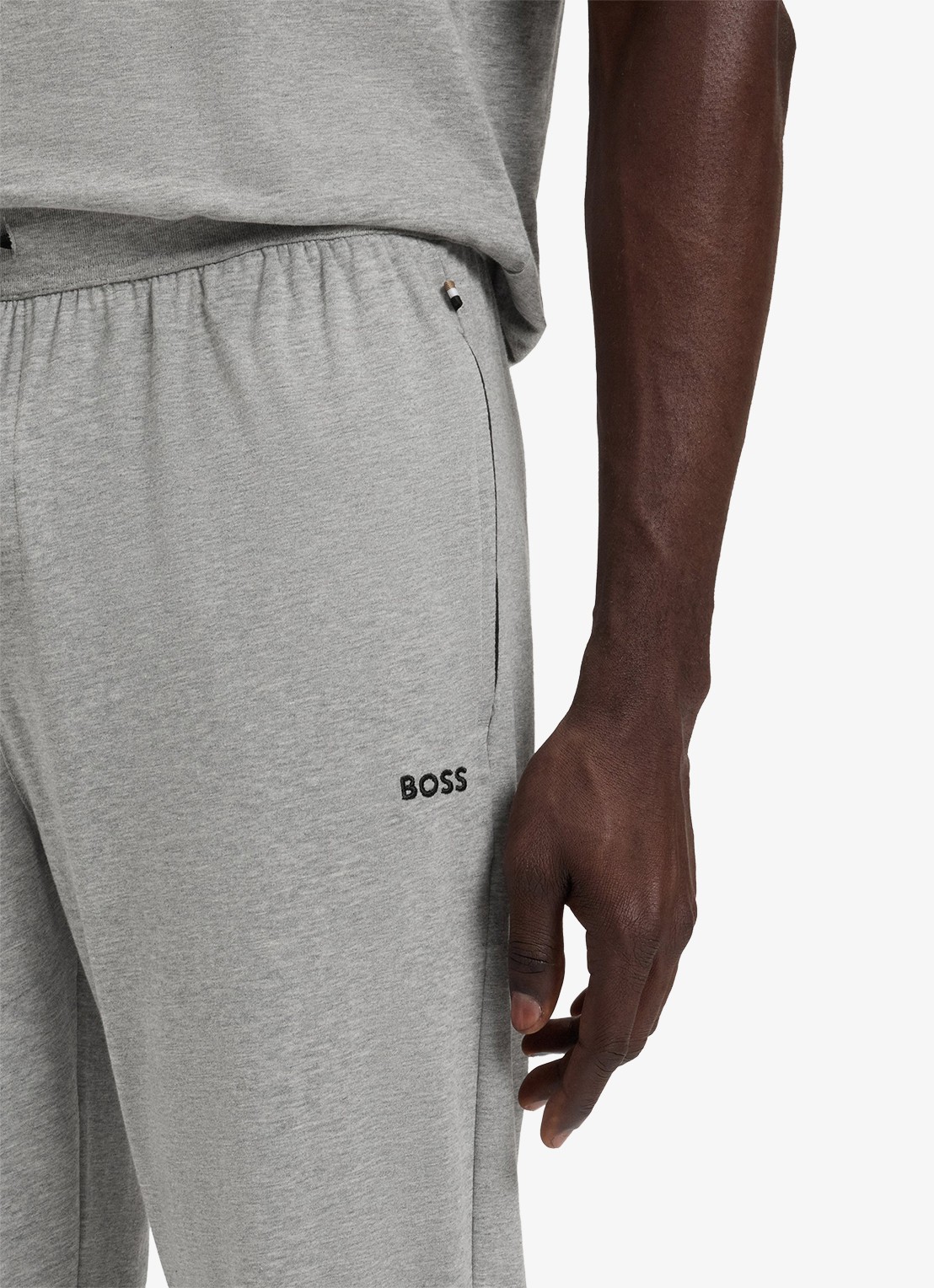 BOSS Mix&Match loungebroek met logoborduring - detail 3 middengrijs