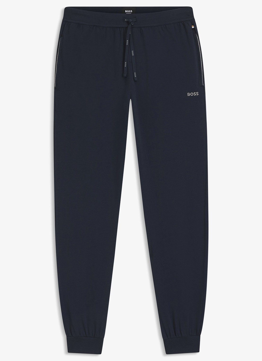 BOSS Mix&Match loungebroek met logoborduring - voorkant donkerblauw