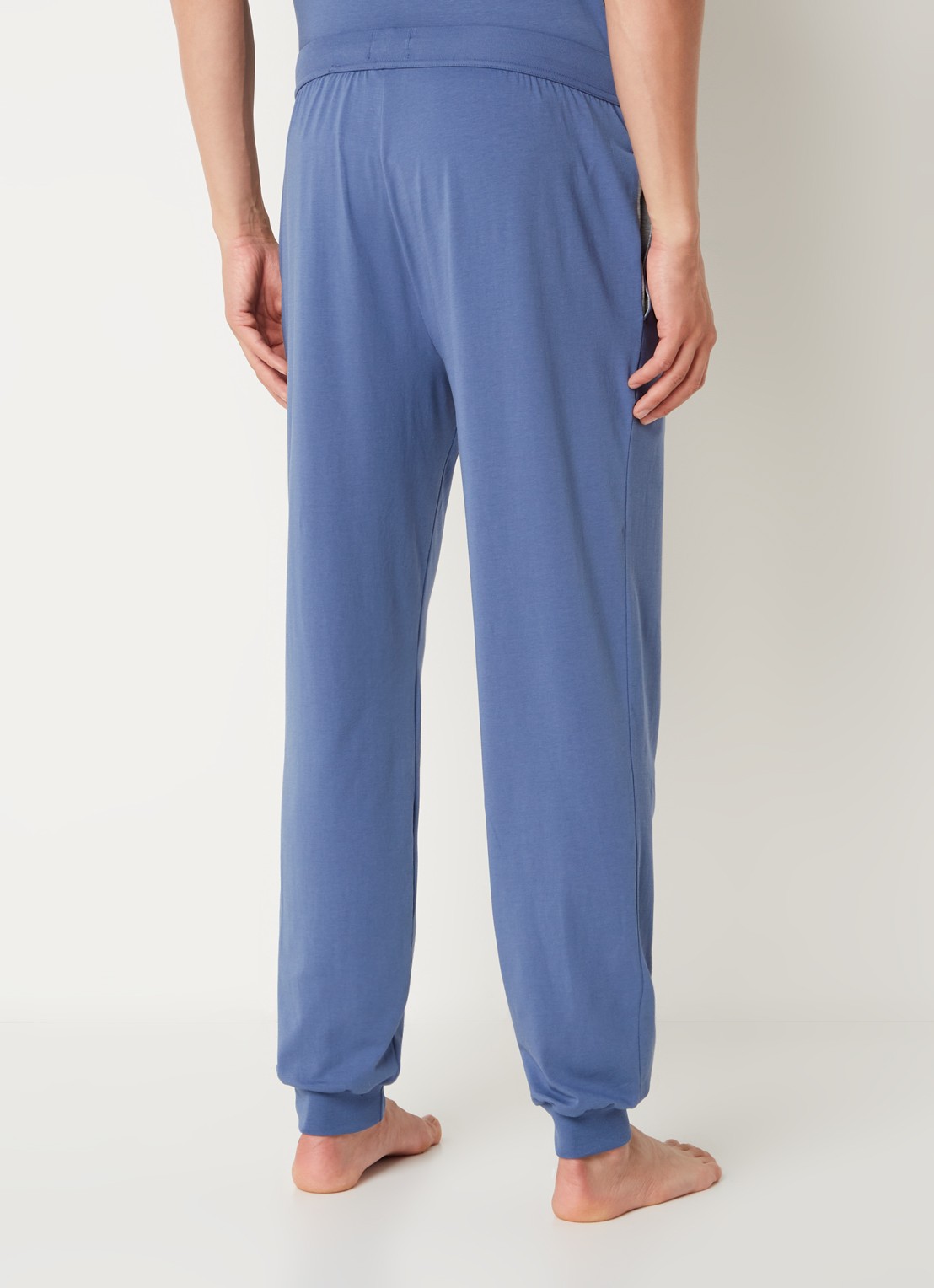 BOSS Mix&Match pyjamabroek met logoborduring en steekzakken - achterkant blauw