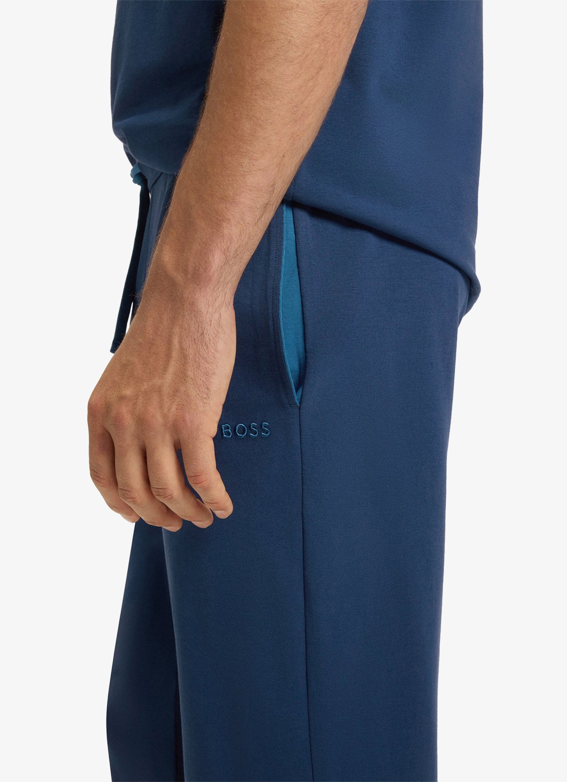 BOSS Mix&Match pyjamabroek met logoborduring en steekzakken - detail 5 petrol
