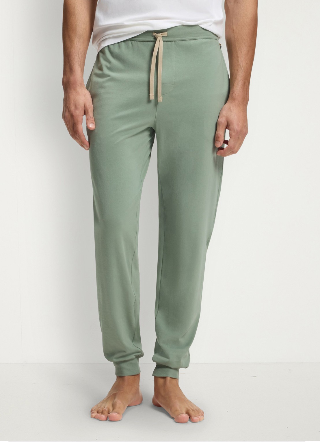 BOSS Mix&Match pyjamabroek met logoborduring en steekzakken - detail lichtgroen