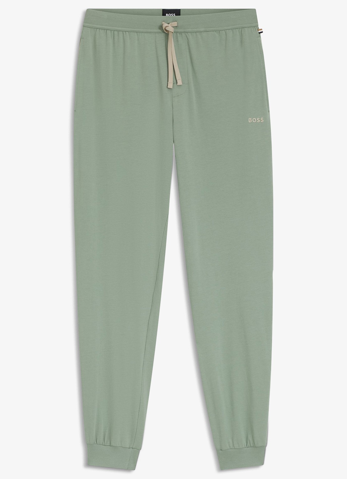BOSS Mix&Match pyjamabroek met logoborduring en steekzakken - voorkant 3 lichtgroen