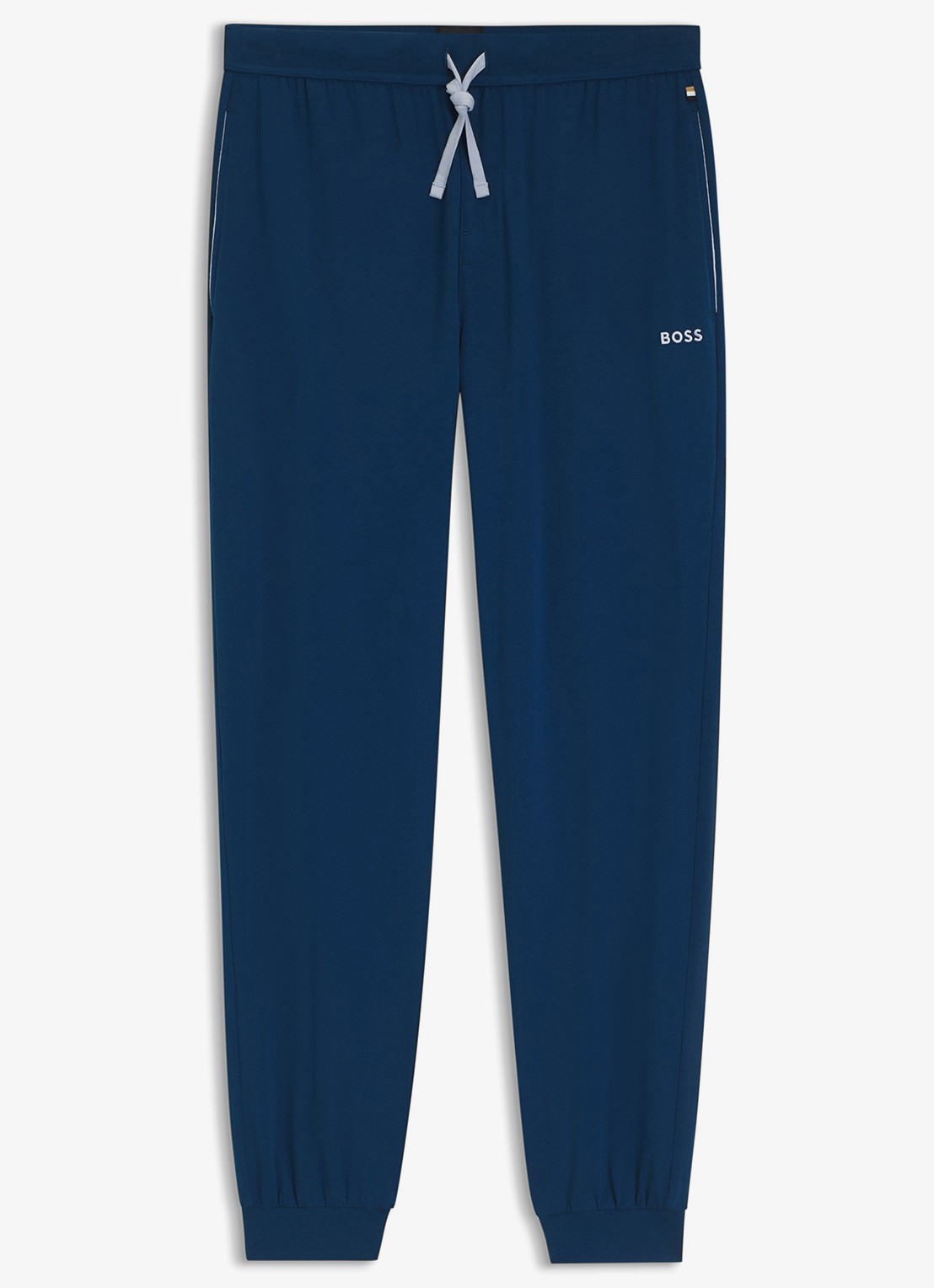 BOSS Mix&Match pyjamabroek met logoborduring en steekzakken - voorkant turquoise/aqua-444