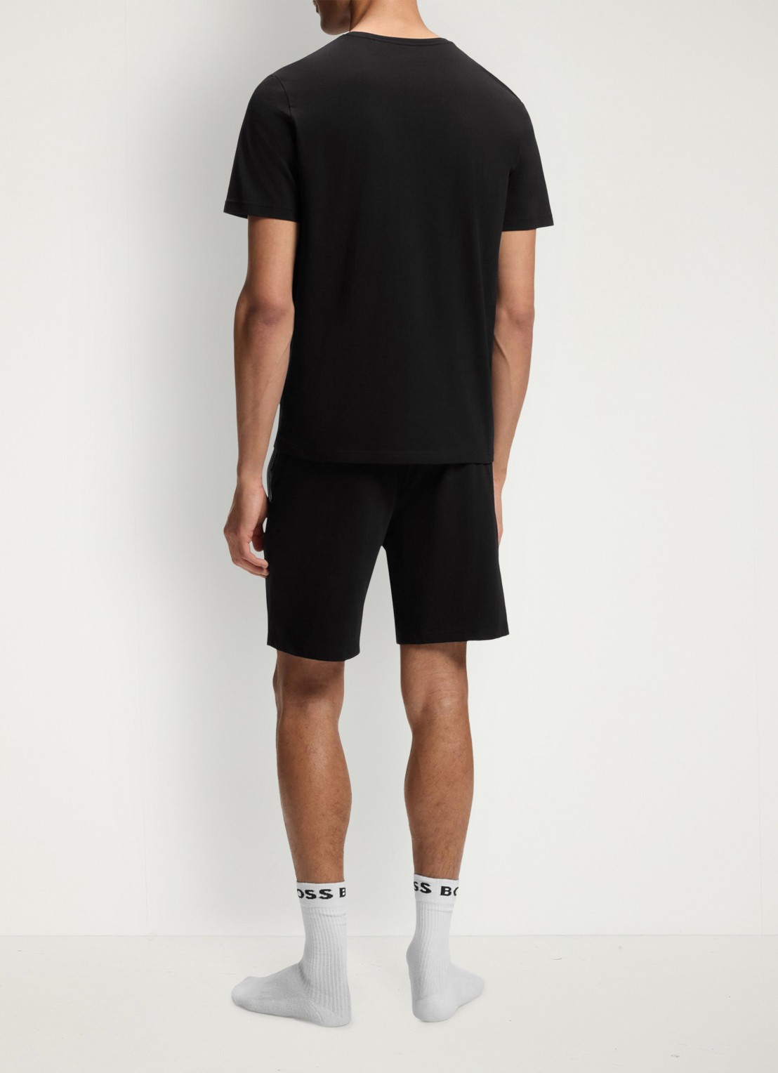 BOSS Mix&Match pyjamatop met logoborduring - achterkant 3 zwart