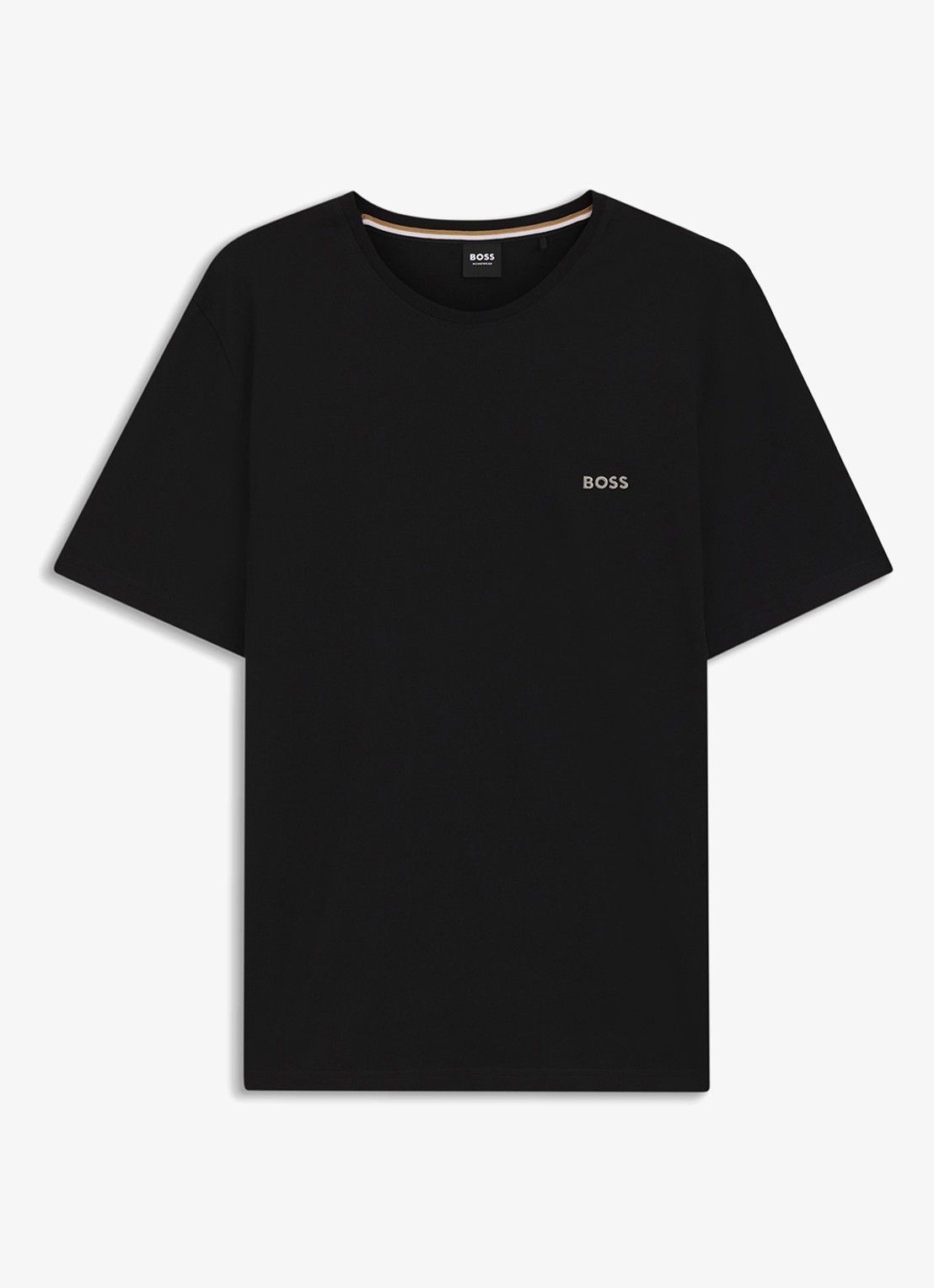 BOSS Mix&Match pyjamatop met logoborduring - voorkant zwart