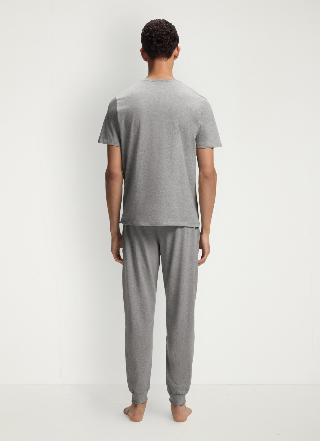 BOSS Mix&Match pyjamatop met logoborduring - achterkant middengrijs