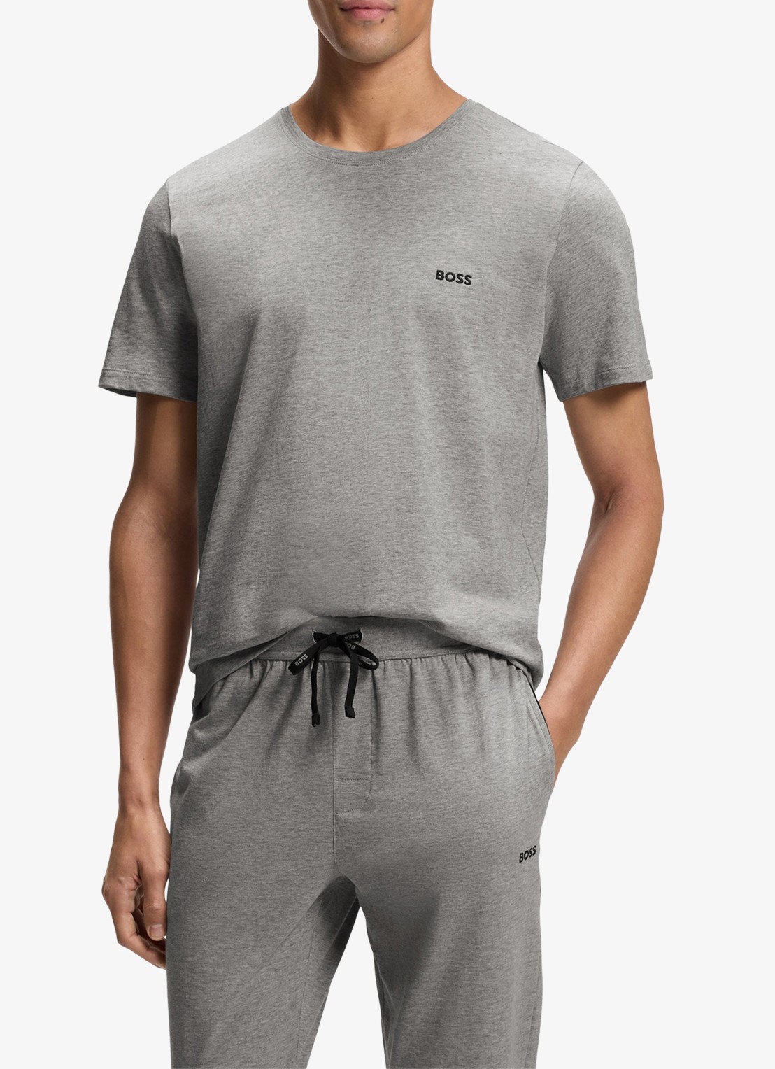 BOSS Mix&Match pyjamatop met logoborduring - detail 2 middengrijs