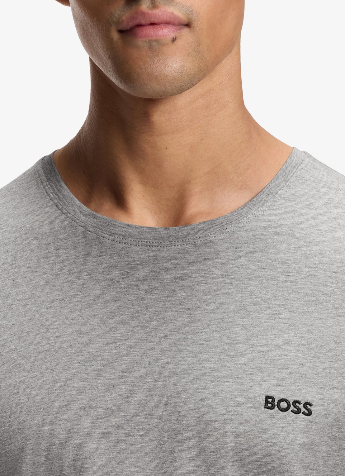 BOSS Mix&Match pyjamatop met logoborduring - detail 3 middengrijs
