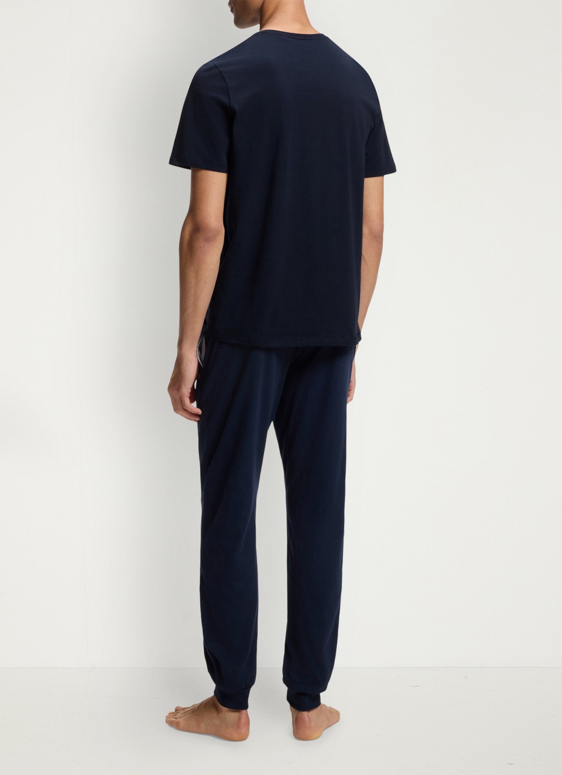 BOSS Mix&Match pyjamatop met logoborduring - achterkant donkerblauw
