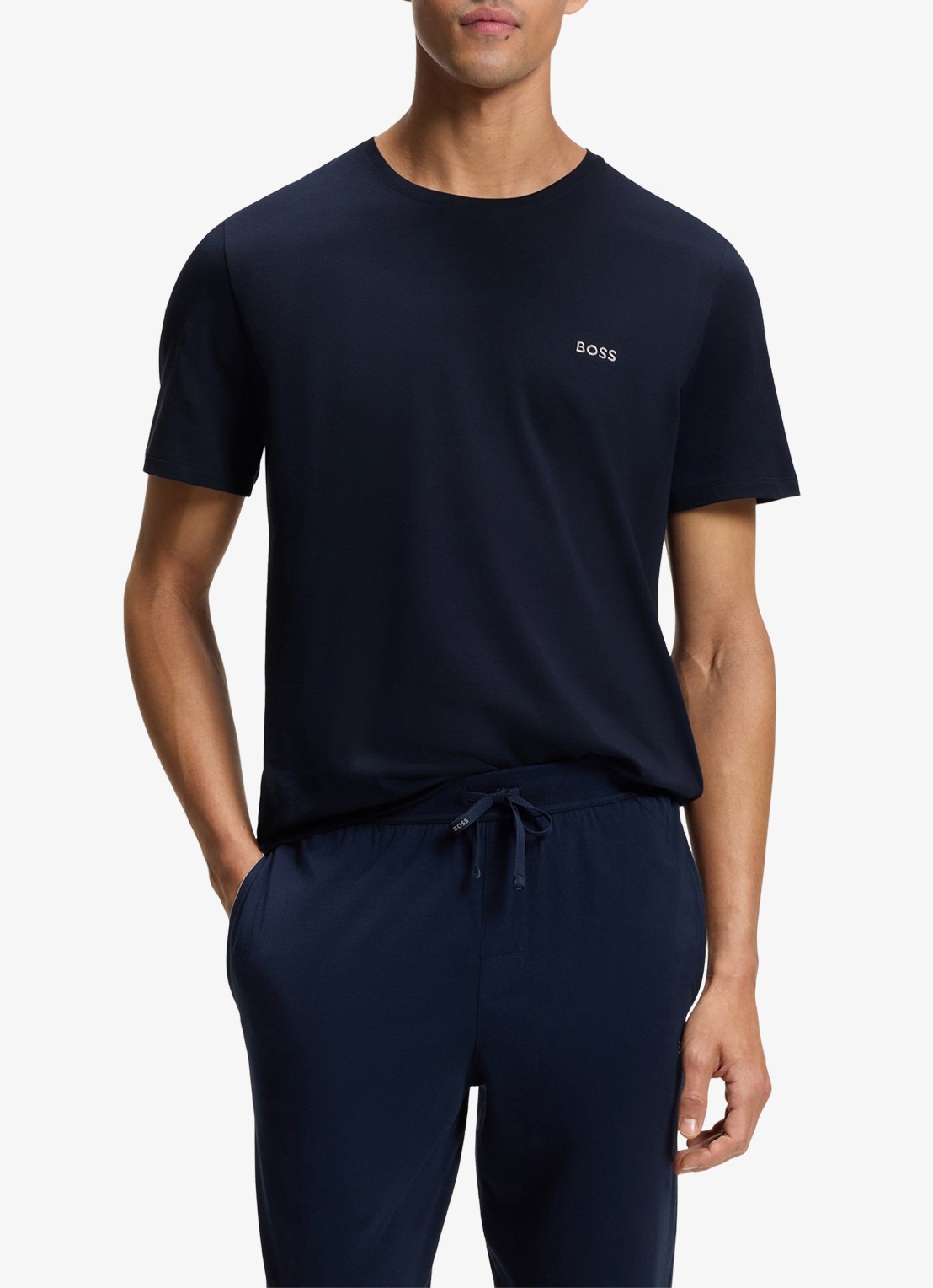 BOSS Mix&Match pyjamatop met logoborduring - detail 2 donkerblauw