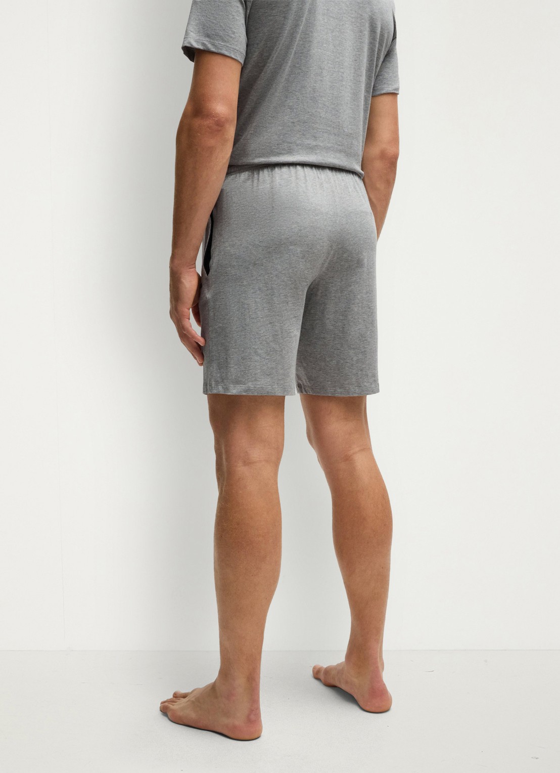 BOSS Mix&Match straight fit korte loungebroek met logo - achterkant grijsmele