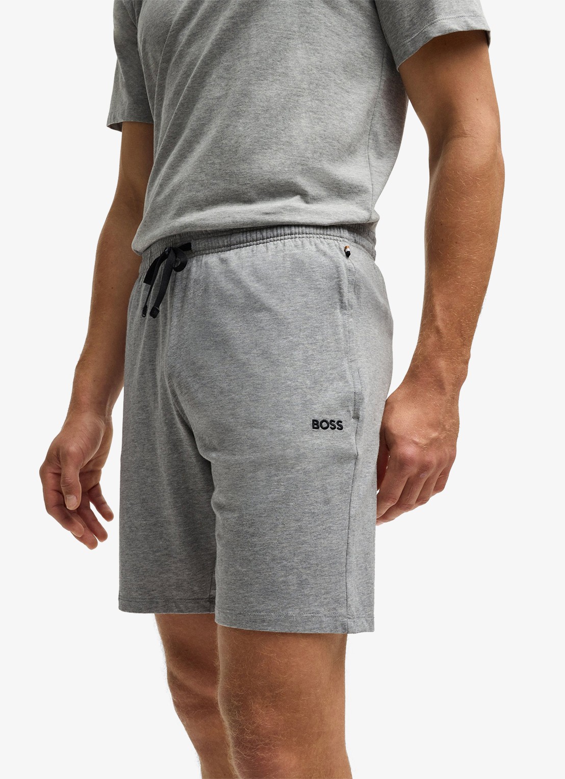 BOSS Mix&Match straight fit korte loungebroek met logo - detail 5 grijsmele