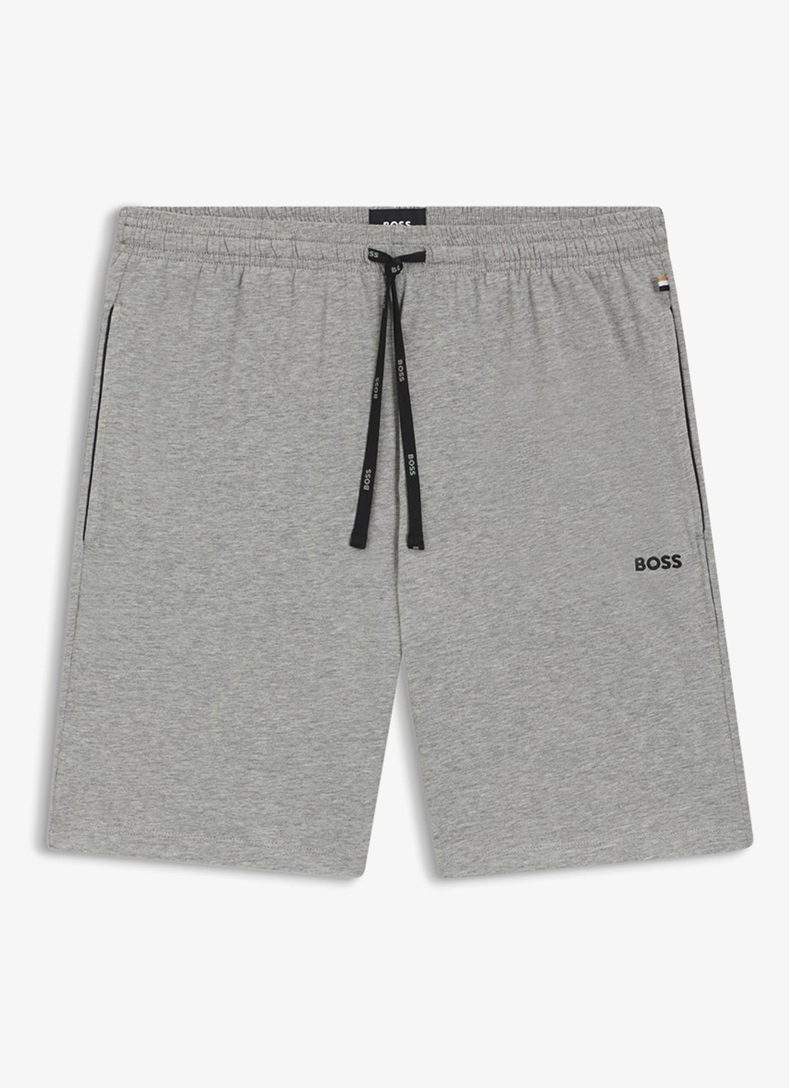 BOSS Mix&Match straight fit korte loungebroek met logo - voorkant 2 grijsmele