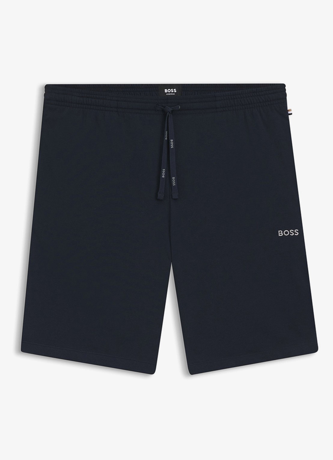 BOSS Mix&Match straight fit korte loungebroek met logo - voorkant 4 donkerblauw