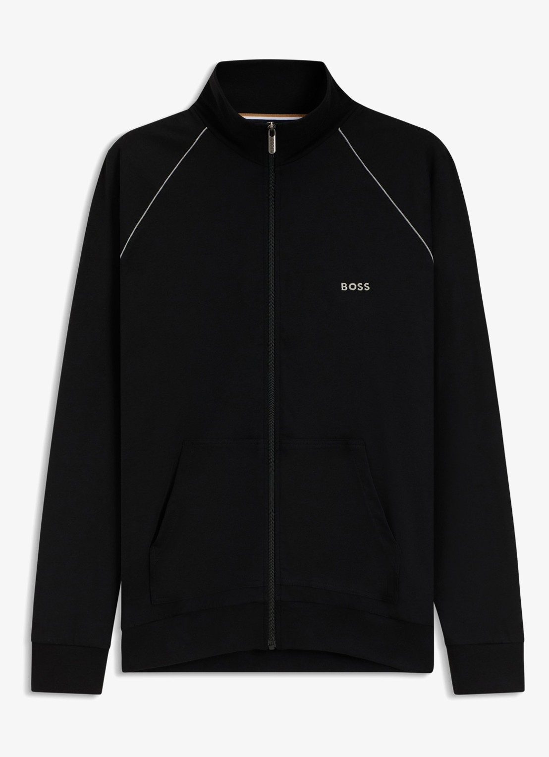 BOSS Mix&Match sweatvest met logoborduring en steekzakken - voorkant zwart