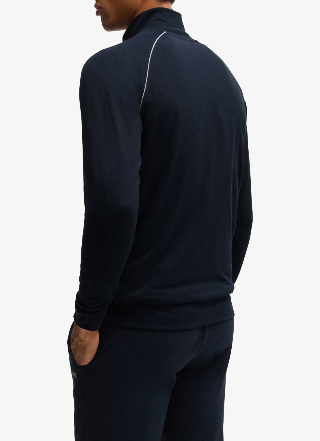 BOSS Mix&Match sweatvest met logoborduring en steekzakken - achterkant 5 indigo