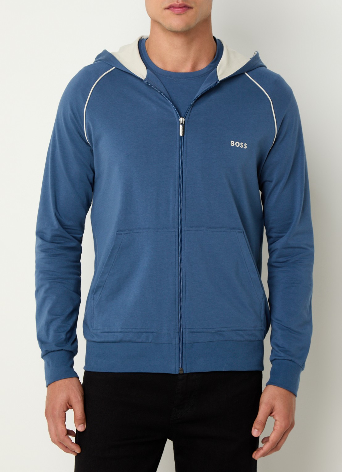 BOSS Mix&Match sweatvest met logoborduring en steekzakken - detail 3 medium blue-425 / blauw