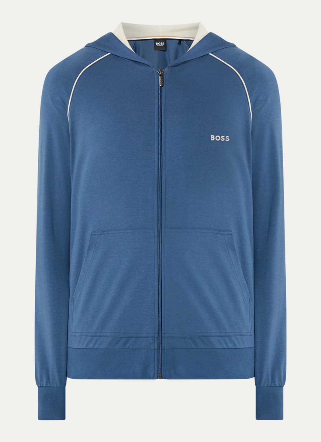 BOSS Mix&Match sweatvest met logoborduring en steekzakken - voorkant medium blue-425 / blauw