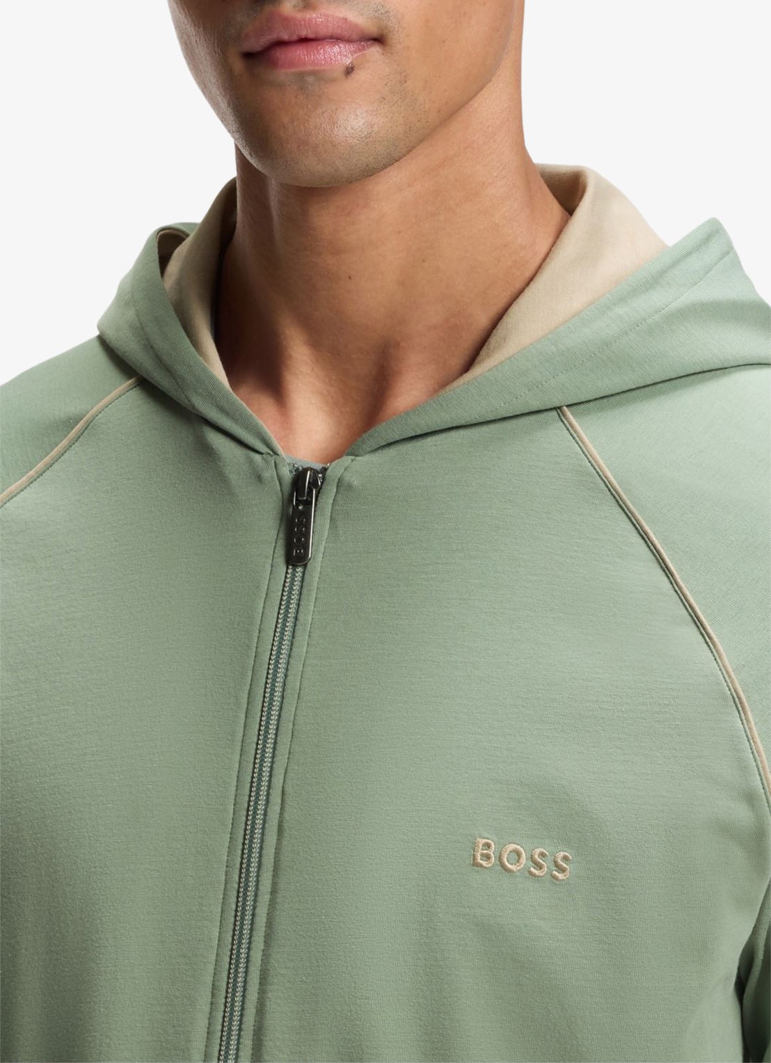 BOSS Mix&Match sweatvest met logoborduring en steekzakken - detail 4 light /pastel green-330 / groen