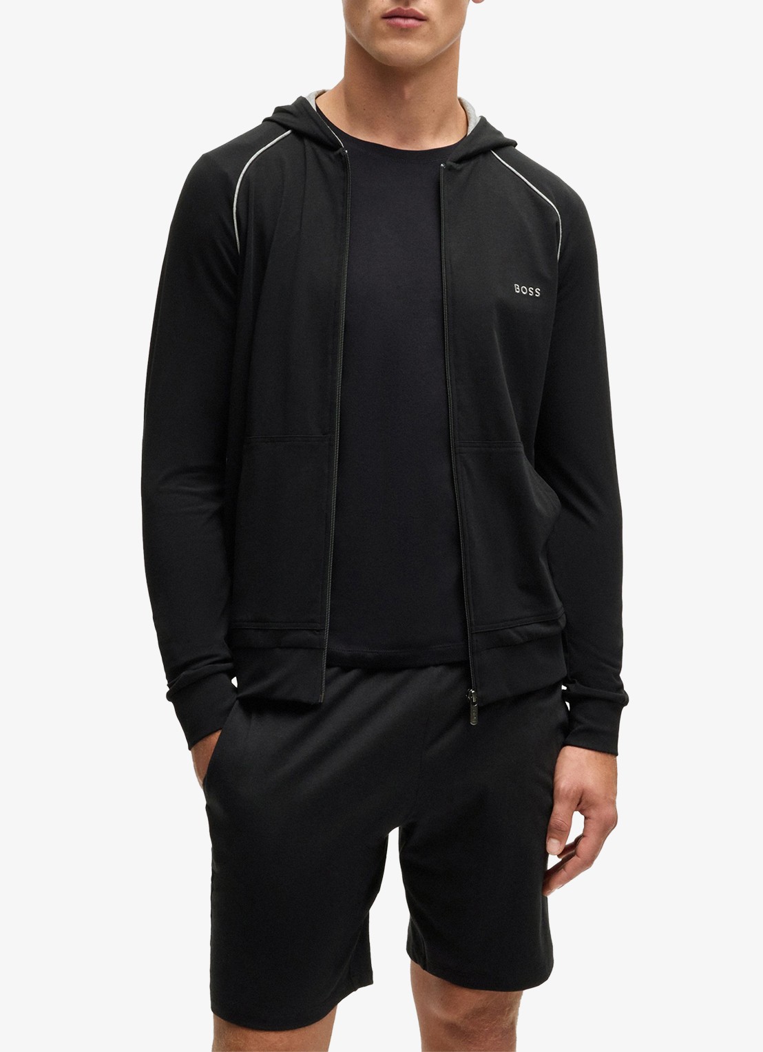BOSS Mix&Match sweatvest met logoborduring - detail 2 zwart