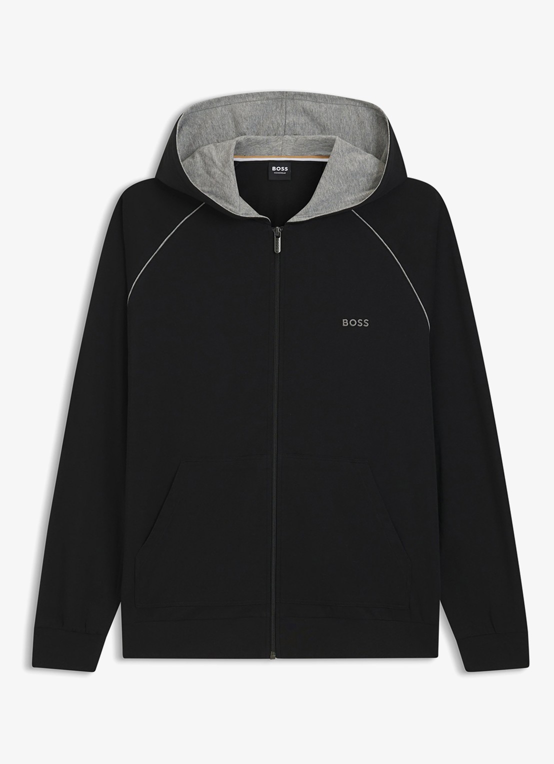 BOSS Mix&Match sweatvest met logoborduring - voorkant 4 zwart