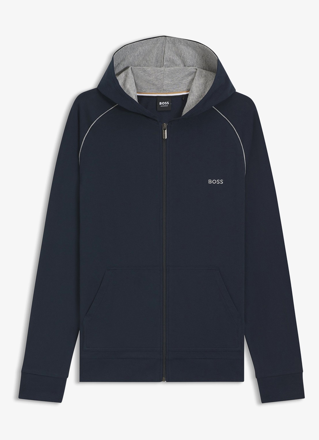 BOSS Mix&Match sweatvest met logoborduring - voorkant indigo