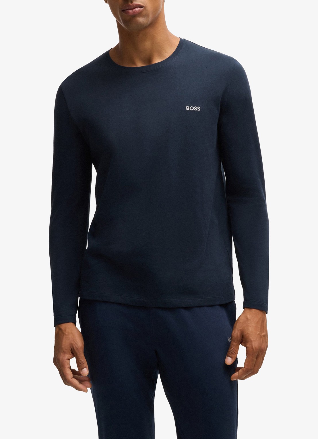 BOSS Mix&Match T-shirt met logoborduring - detail 4 donkerblauw