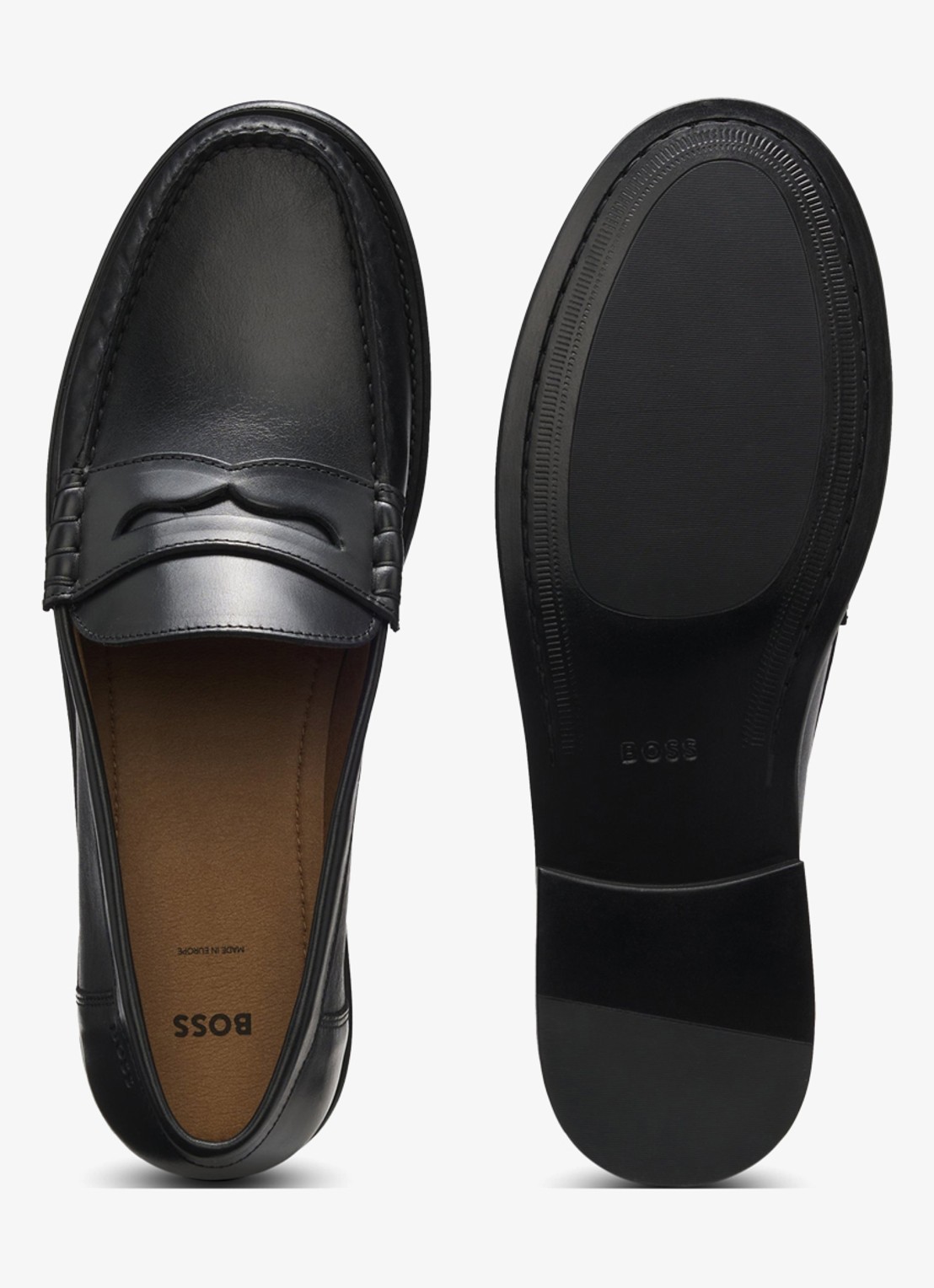 BOSS Mocassin van leer - detail 2 zwart