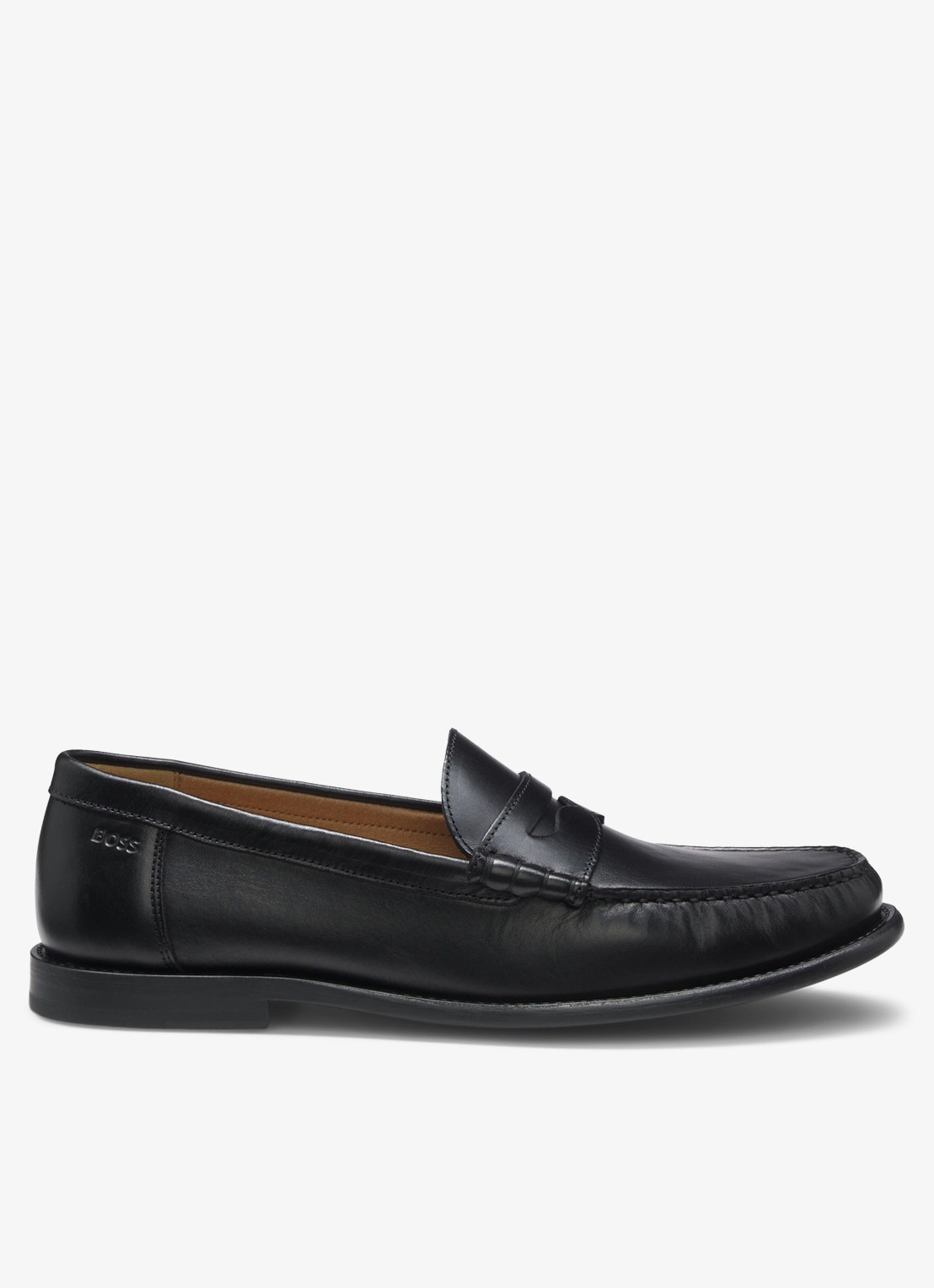 BOSS Mocassin van leer - voorkant 4 zwart
