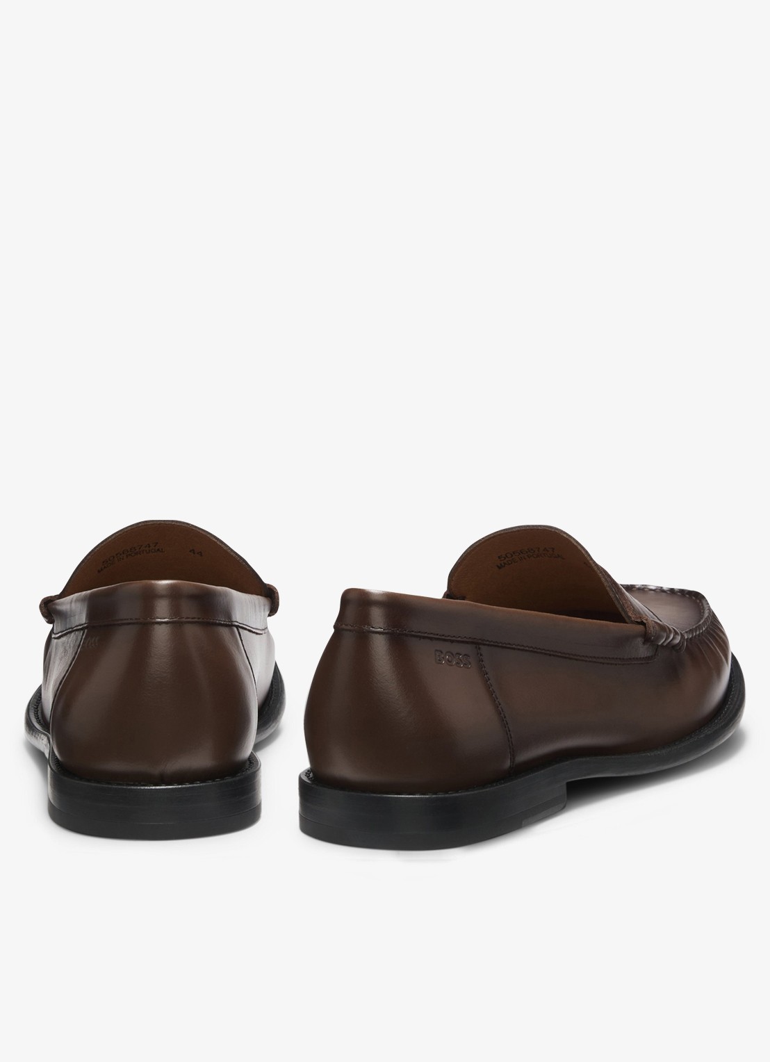 BOSS Mocassin van leer - achterkant 3 donkerbruin