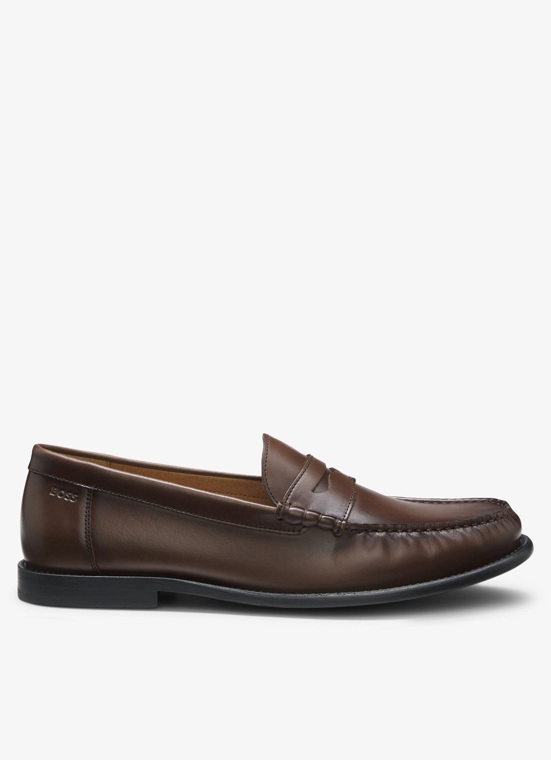 BOSS Mocassin van leer - voorkant 4 donkerbruin