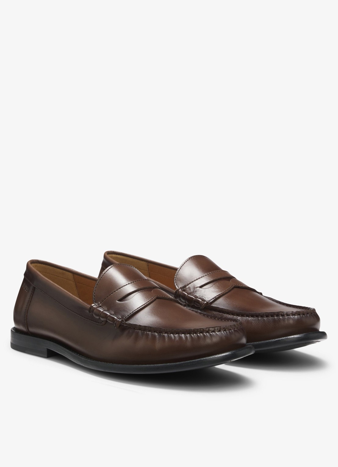 BOSS Mocassin van leer - voorkant 5 donkerbruin