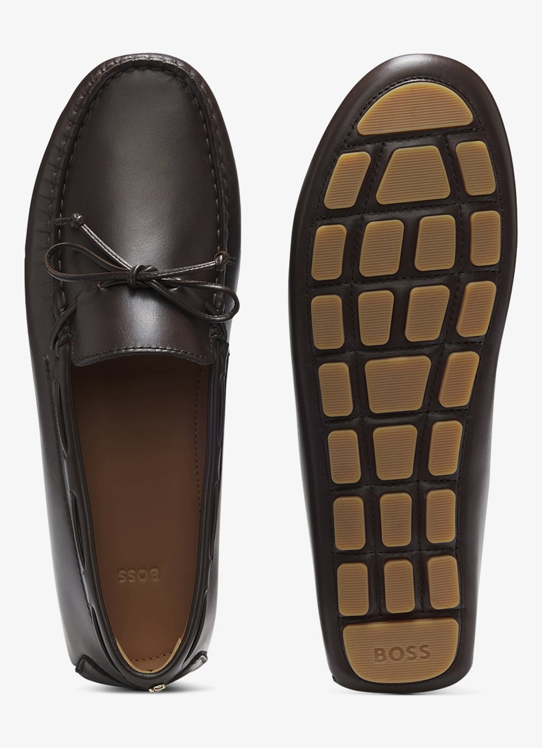 BOSS Mocassin van leer  - detail 4 bruin