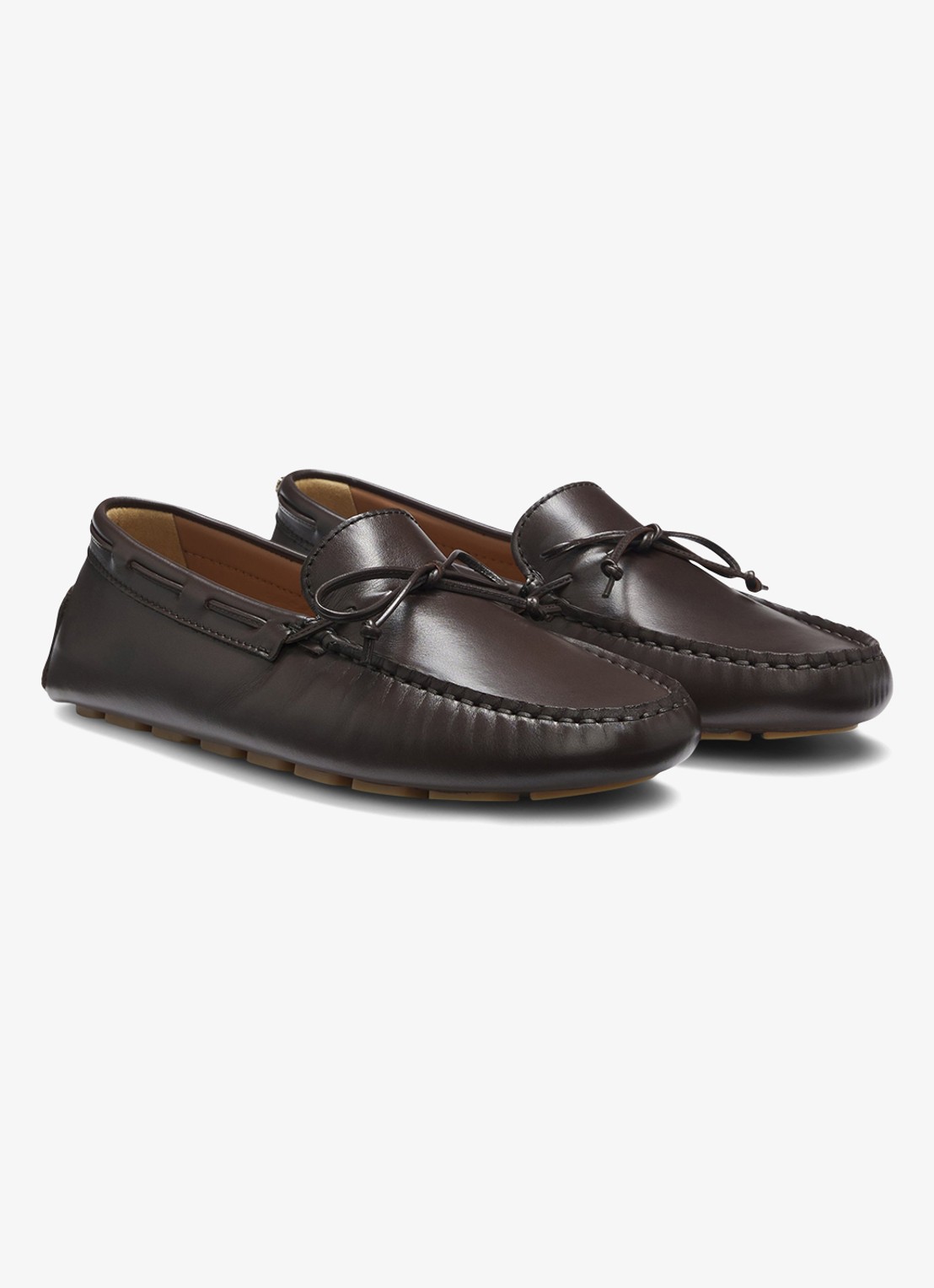 BOSS Mocassin van leer  - voorkant 2 bruin