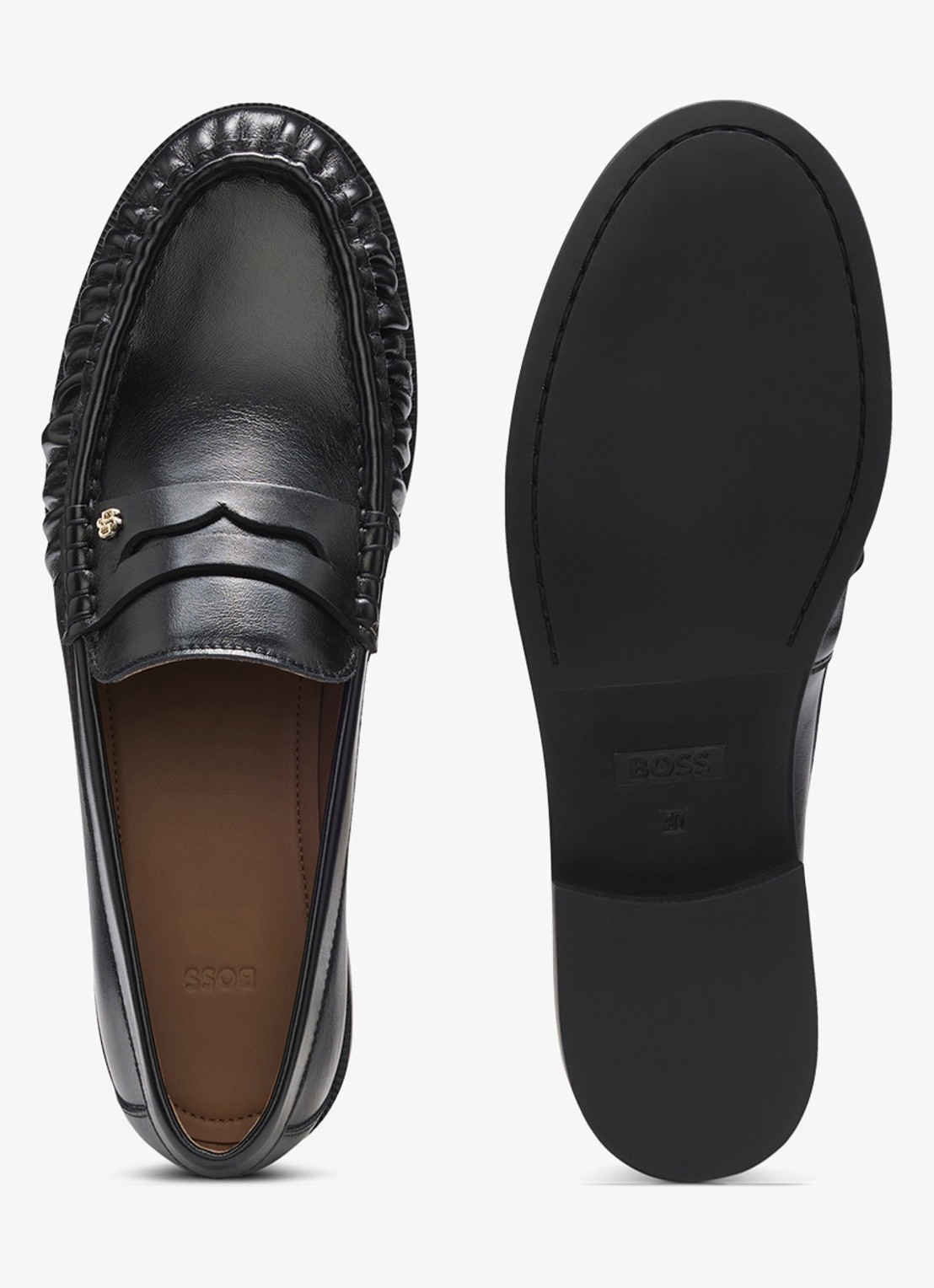 BOSS Mocassin van leer - achterkant zwart