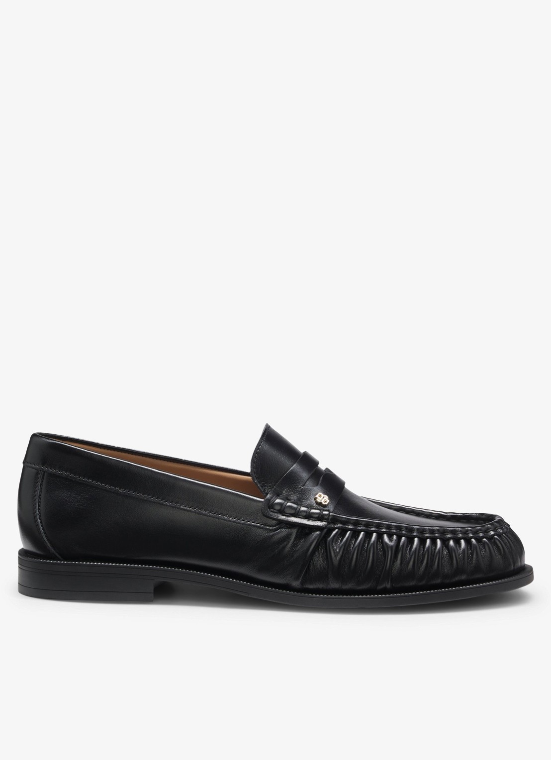 BOSS Mocassin van leer - voorkant zwart