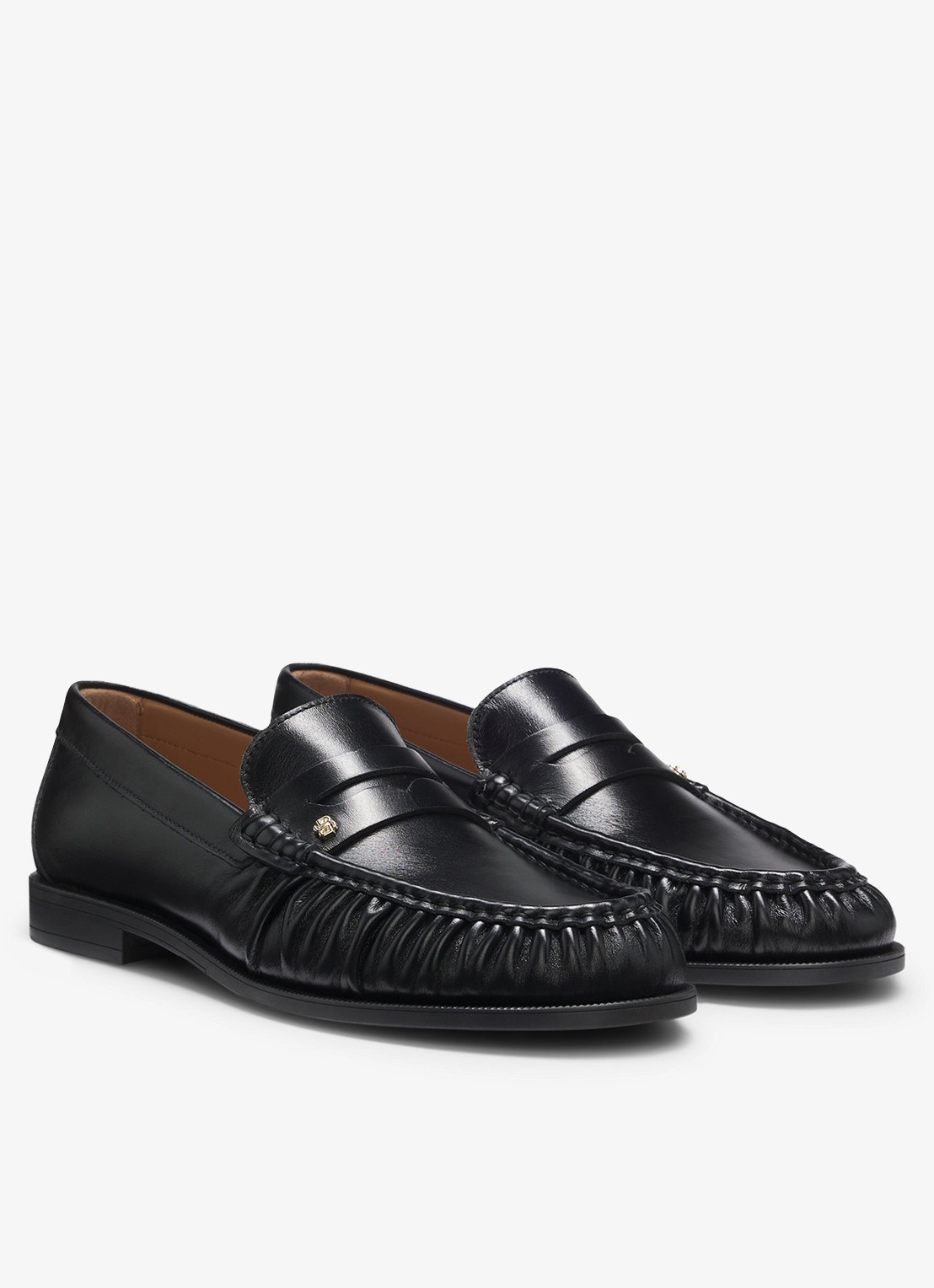 BOSS Mocassin van leer - voorkant 6 zwart