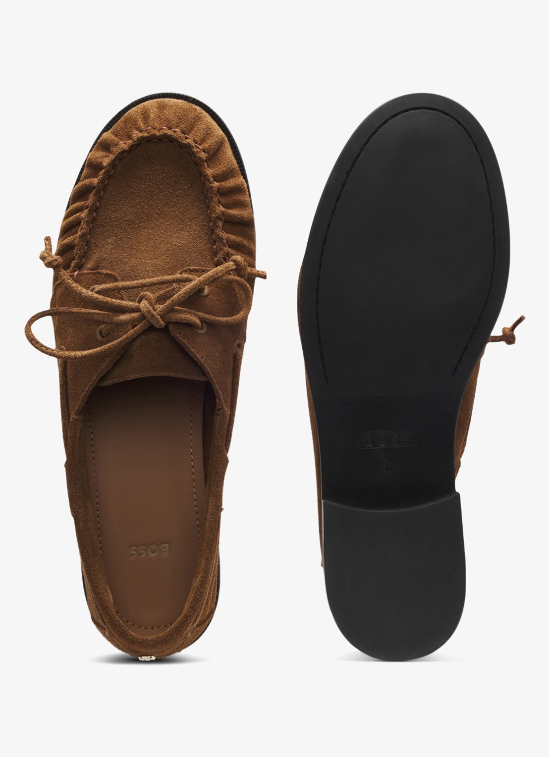 BOSS Mocassins met gestrikt detail - detail 4 hazelnootbruin