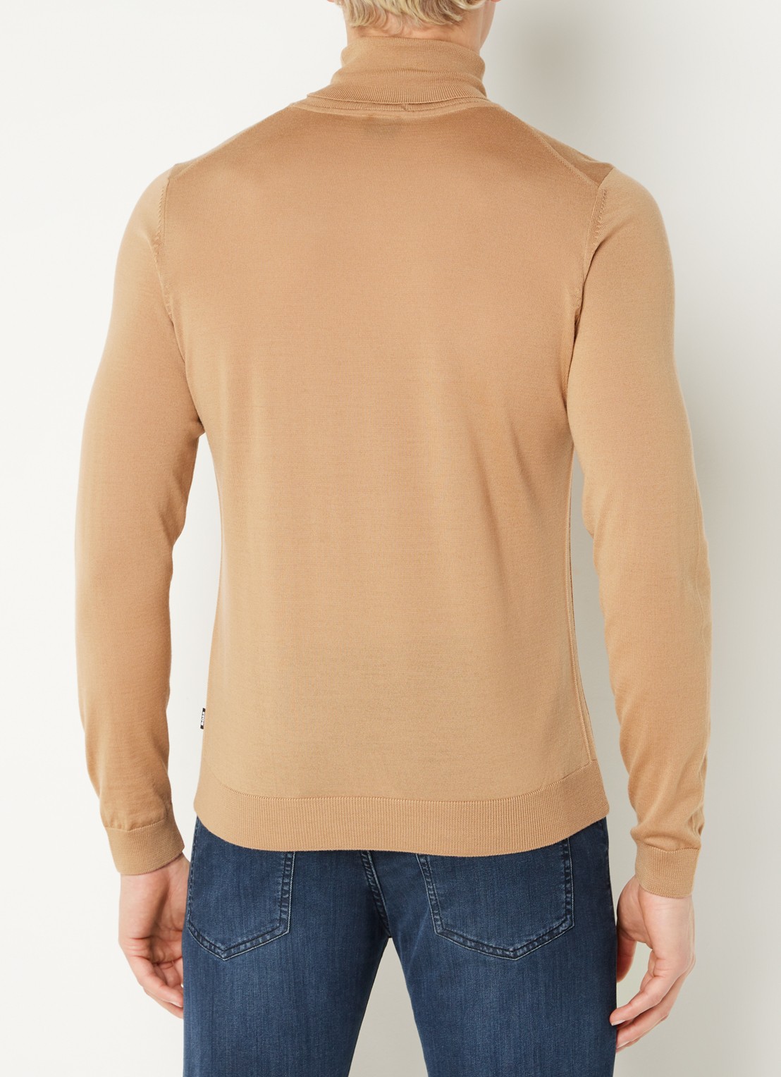 BOSS Musso-P fijngebreide coltrui van scheerwol  - achterkant 3 beige
