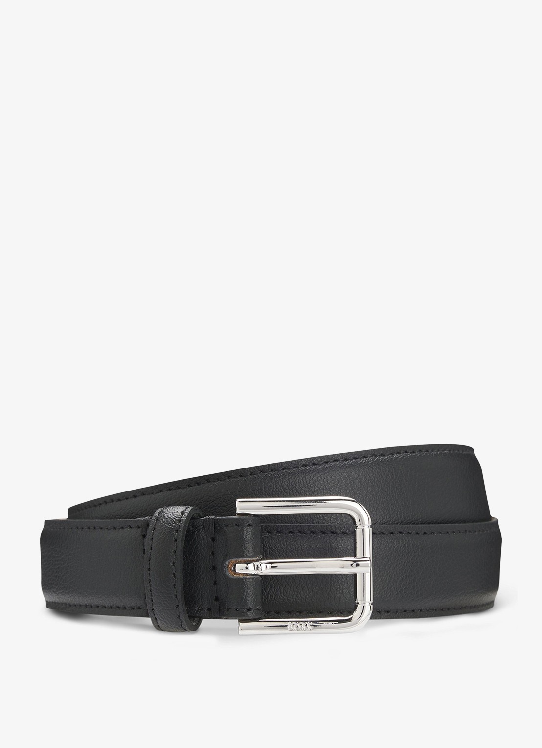 BOSS Navy riem van leer  - voorkant zwart