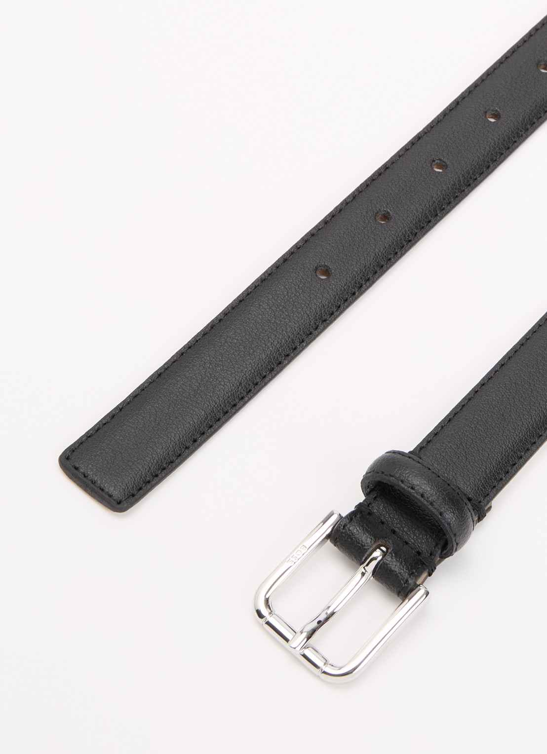 BOSS Navy riem van leer  - detail 6 zwart