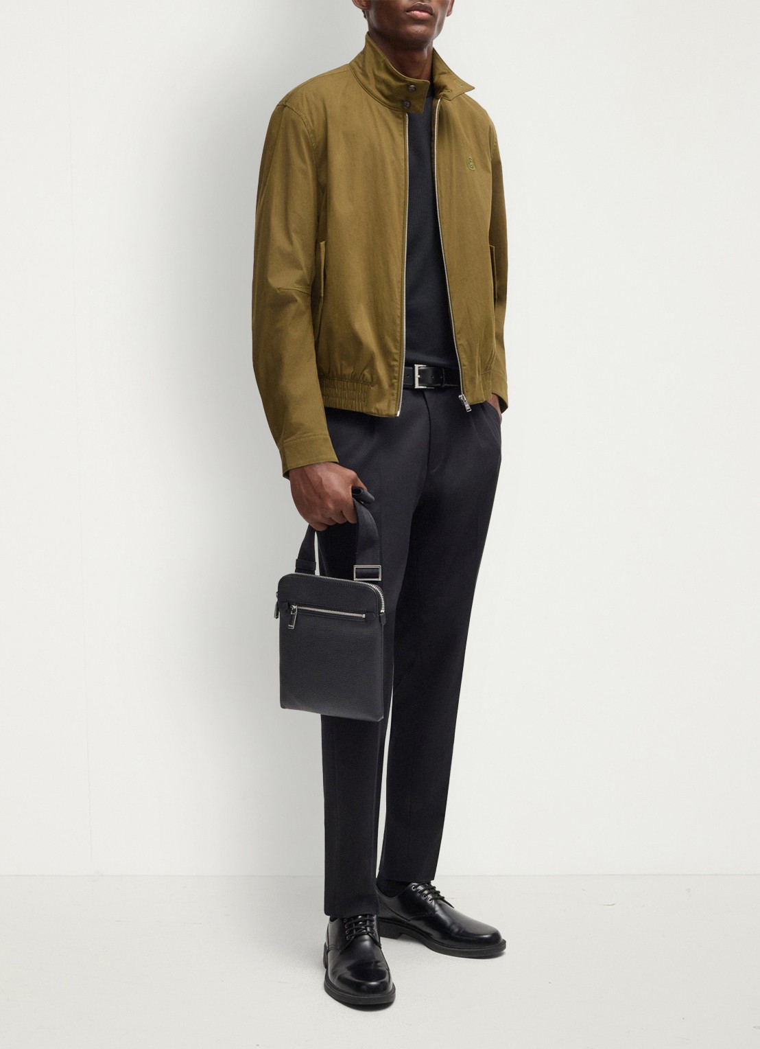BOSS New Crosstown crossbodytas van leer - detail 4 zwart
