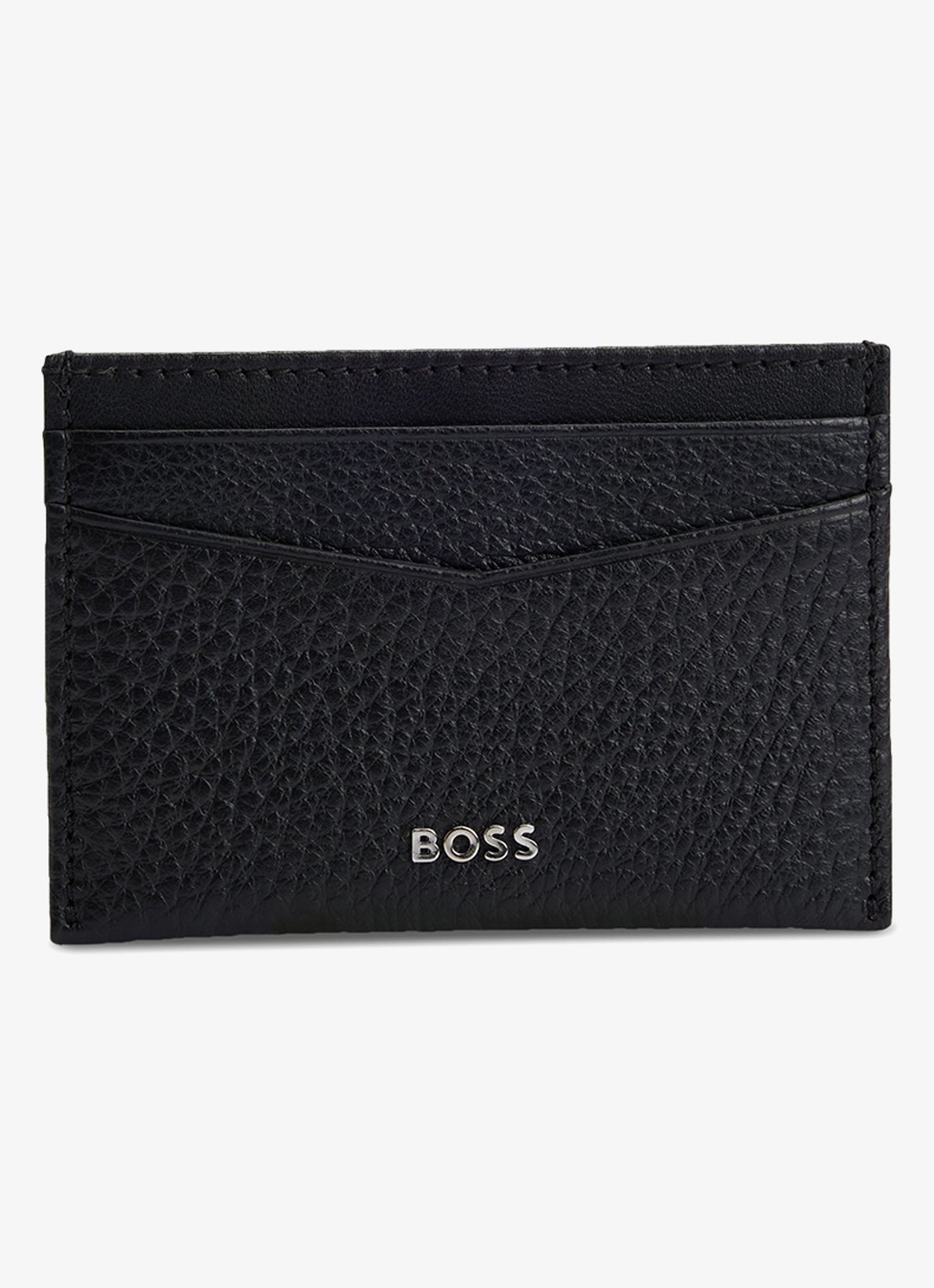 BOSS New Crosstown pasjeshouder van leer - voorkant 3 zwart