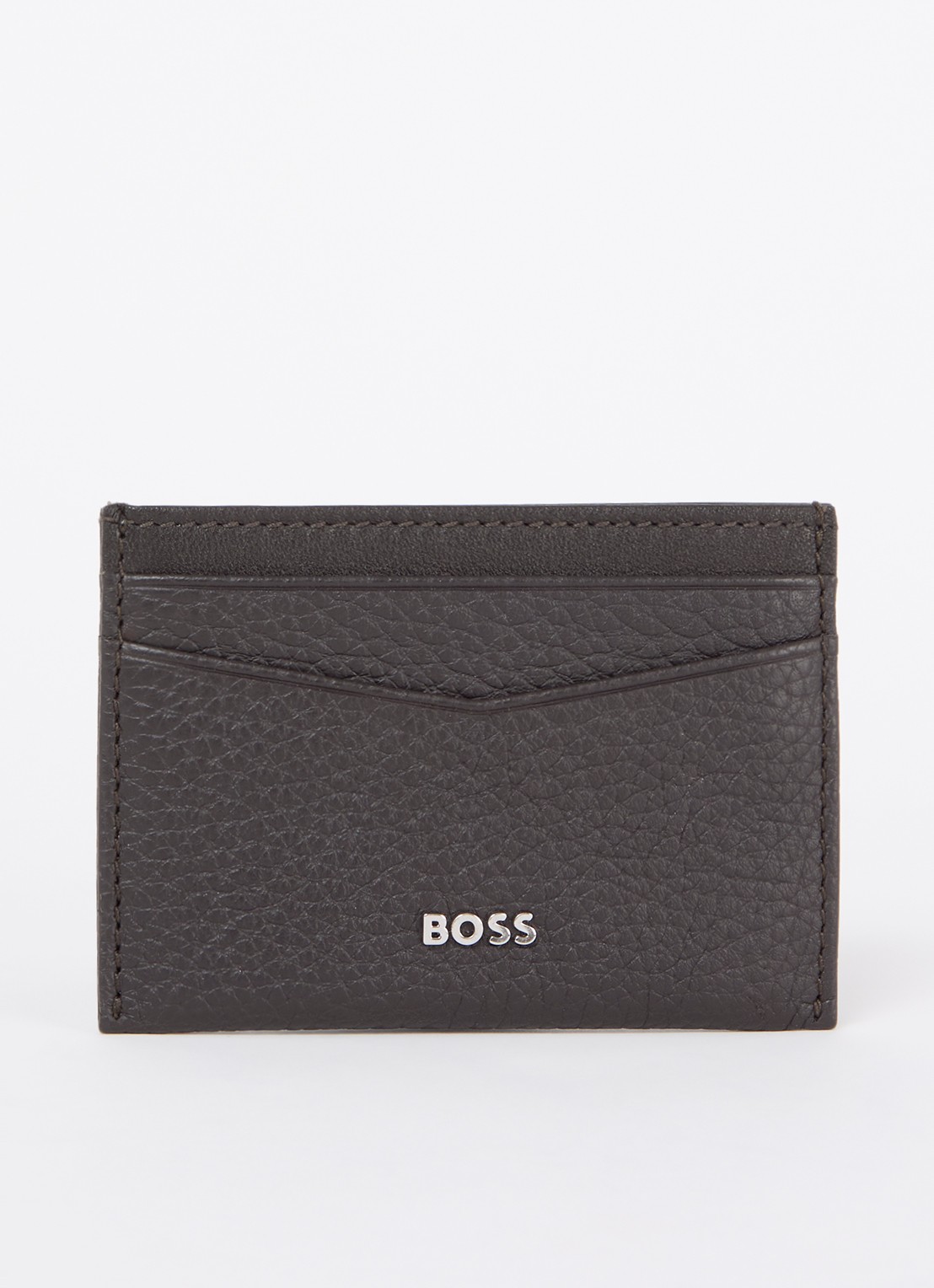 BOSS New Crosstown pasjeshouder van leer - voorkant 2 donkerbruin