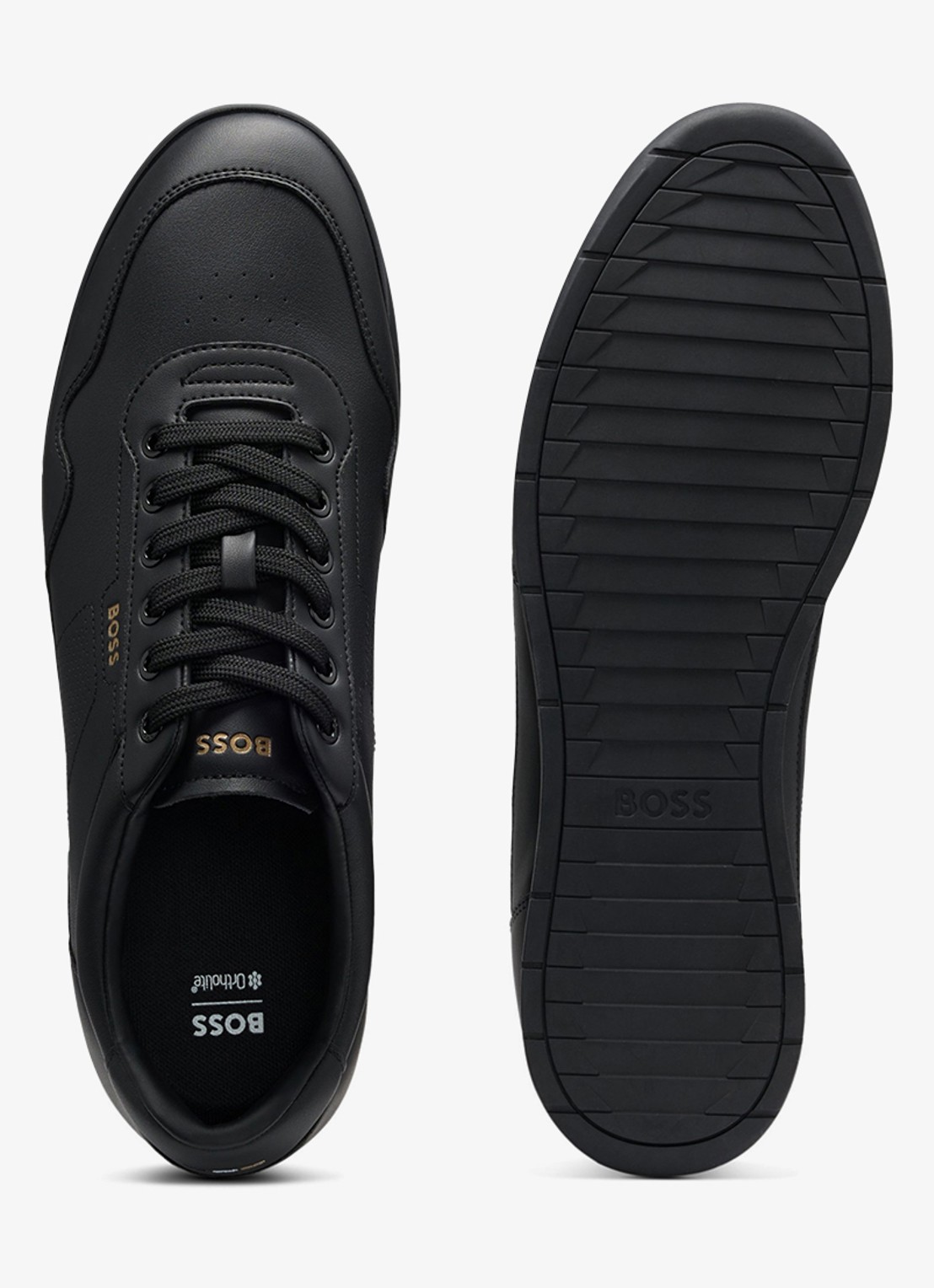 BOSS Nitan sneaker van leer - achterkant 5 zwart